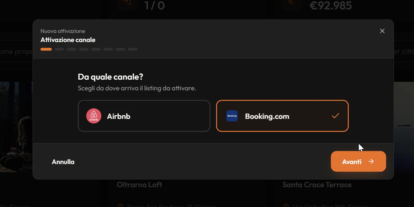 Finikos, attivazione di un canale: scelta tra Airbnb e Booking.com